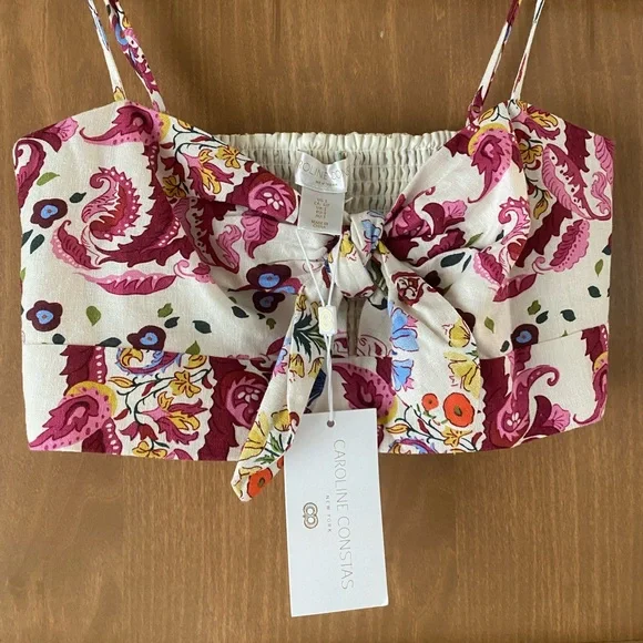 NWT Revolve Caroline Constas Linen Crop Top - Picture 2 of 7